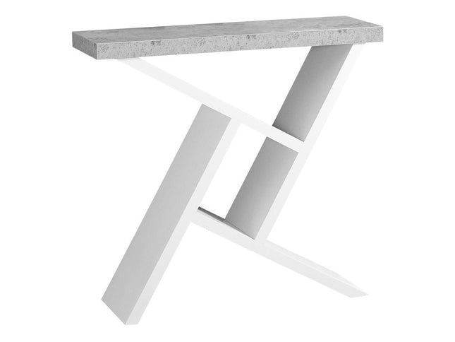 36" Gray and White Abstract Console Table With Shelves