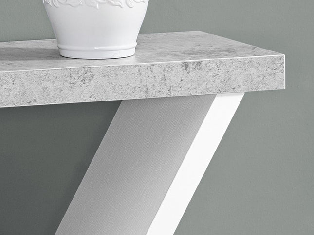 36" Gray and White Abstract Console Table With Shelves