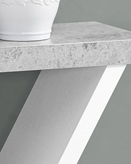 36" Gray and White Abstract Console Table With Shelves