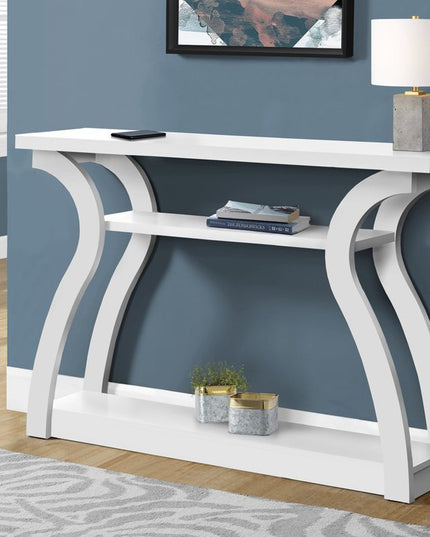 47" White Floor Shelf Console Table With Shelves