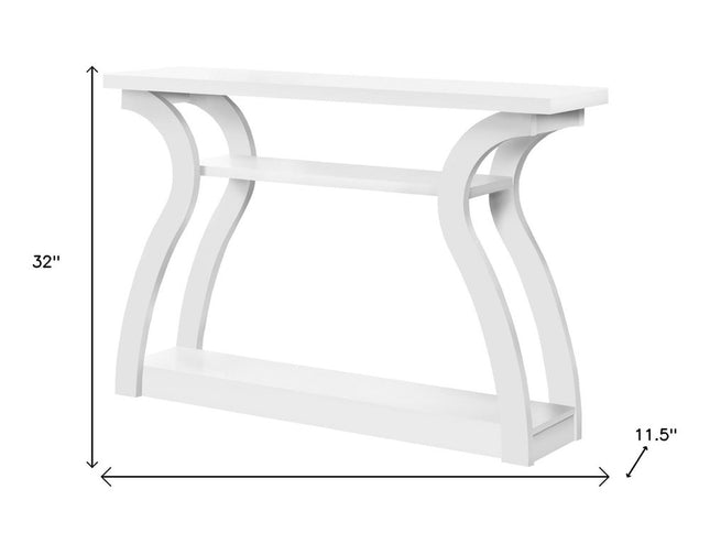 47" White Floor Shelf Console Table With Shelves