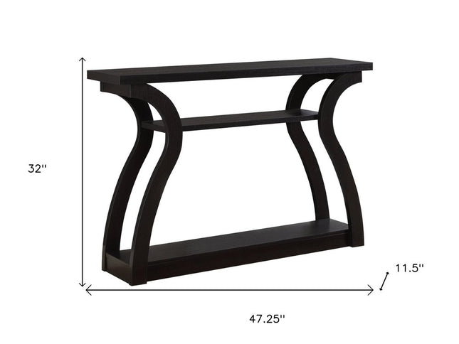47" Espresso Floor Shelf Console Table With Storage
