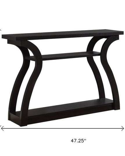 47" Espresso Floor Shelf Console Table With Storage