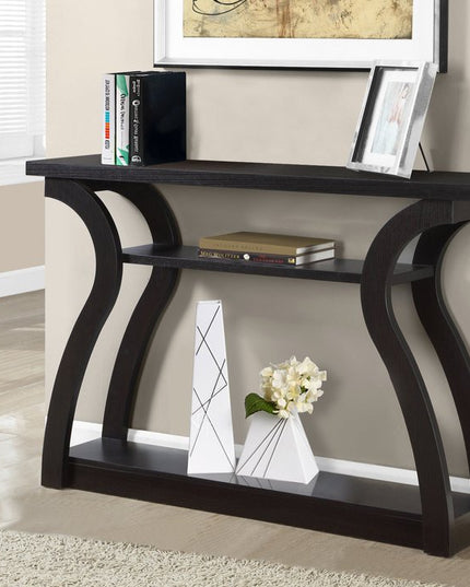 47" Espresso Floor Shelf Console Table With Storage