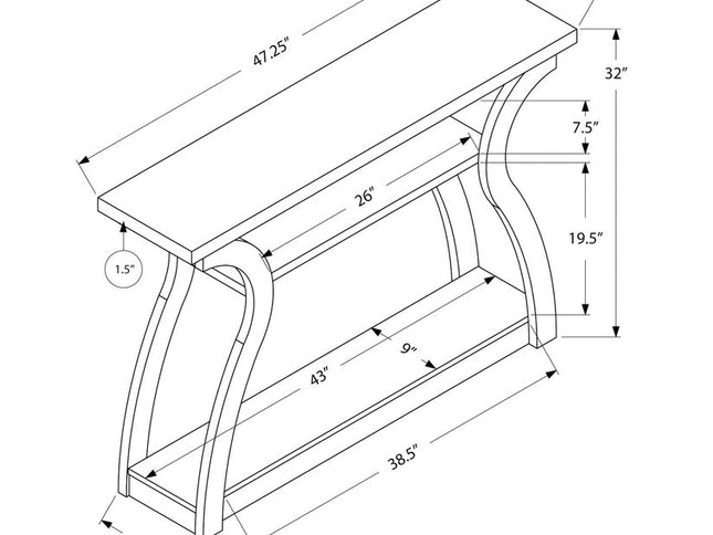 47" Espresso Floor Shelf Console Table With Storage