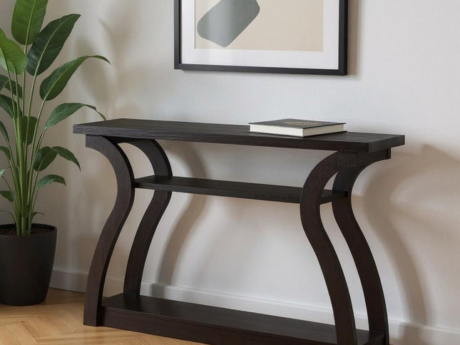 47" Espresso Floor Shelf Console Table With Storage