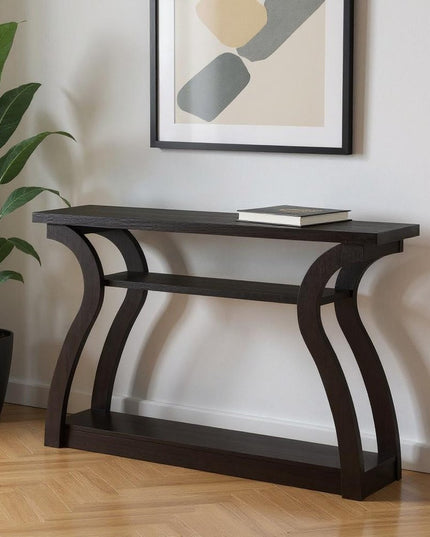 47" Espresso Floor Shelf Console Table With Storage