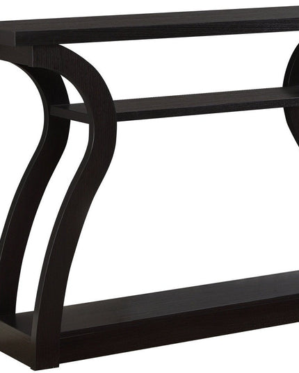 47" Espresso Floor Shelf Console Table With Storage