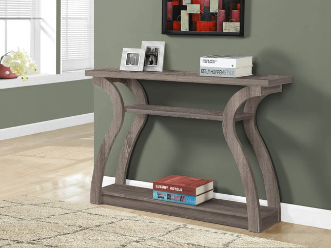 47" Taupe Floor Shelf Console Table With Storage