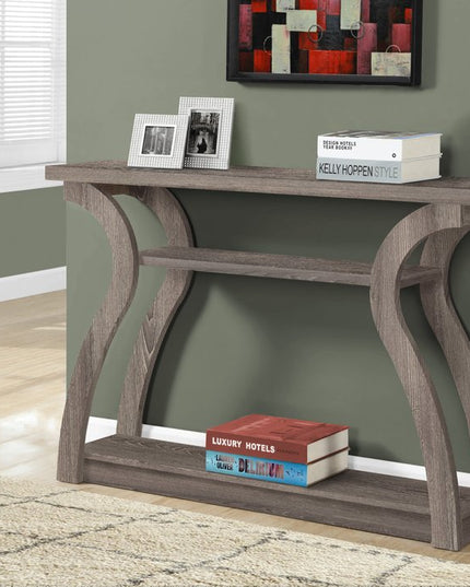 47" Taupe Floor Shelf Console Table With Storage