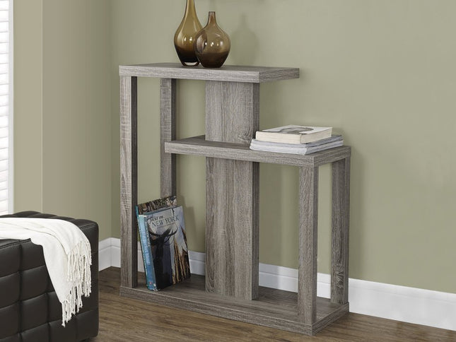 32" Taupe Free form Floor Shelf Console Table With Storage