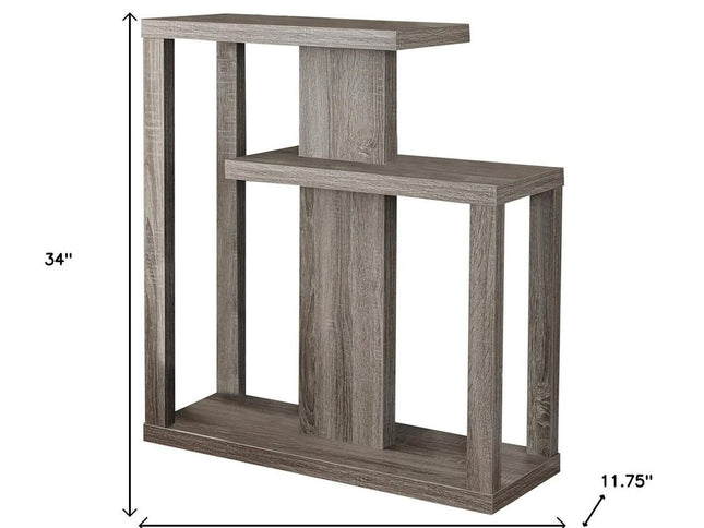 32" Taupe Free form Floor Shelf Console Table With Storage