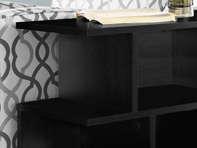 24" Black Wood End Table With Six Open Shelves