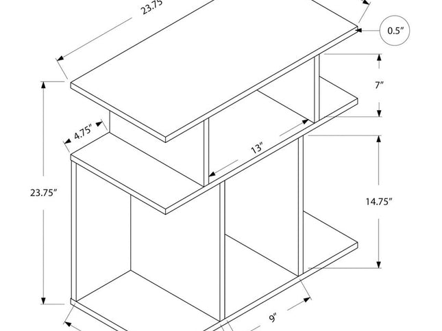 24" Black Wood End Table With Six Open Shelves