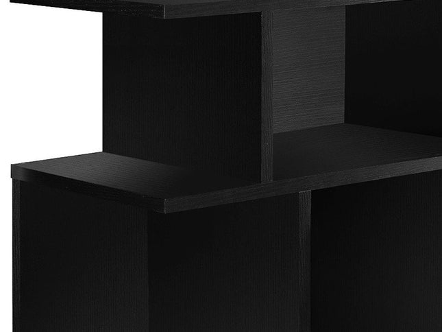 24" Black Wood End Table With Six Open Shelves