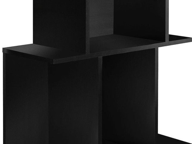 24" Black Wood End Table With Six Open Shelves