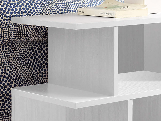 24" White Wood End Table With Six Open Shelves