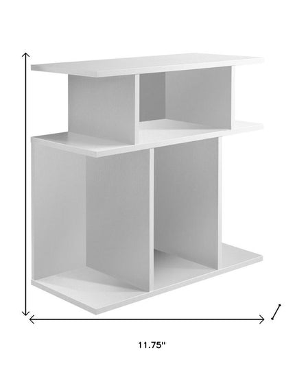 24" White Wood End Table With Six Open Shelves