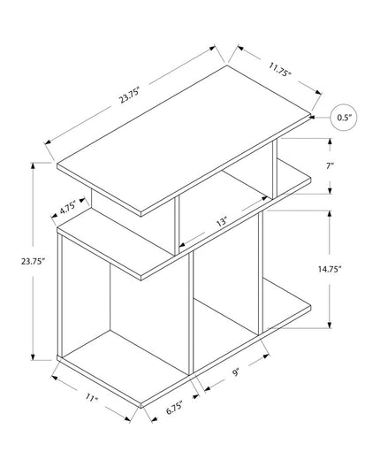 24" Gray and Black Wood Floor Shelf End Table With 6
