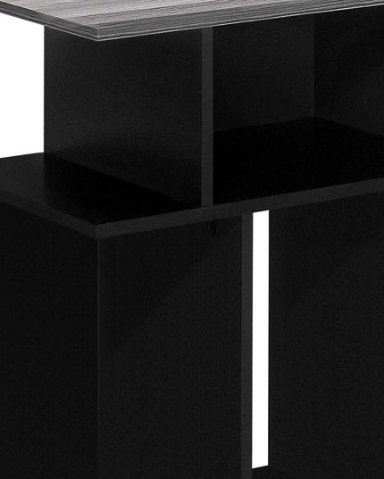 24" Gray and Black Wood Floor Shelf End Table With 6