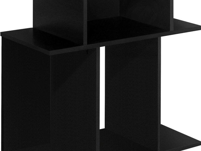 24" Gray and Black Wood Floor Shelf End Table With 6