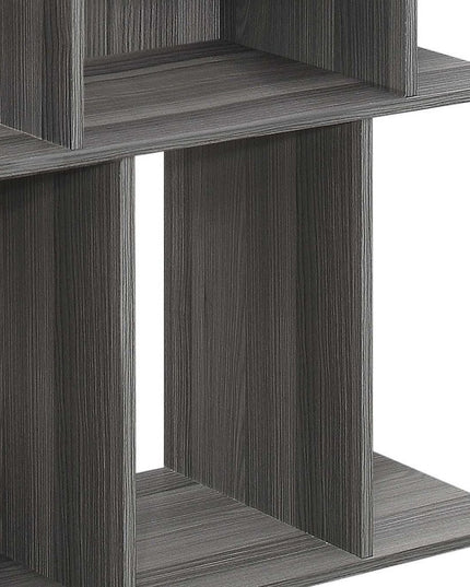 24" Dark Gray Wood End Table With Six Open Shelves