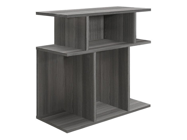 24" Dark Gray Wood End Table With Six Open Shelves