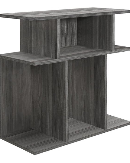 24" Dark Gray Wood End Table With Six Open Shelves