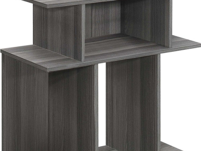 24" Dark Gray Wood End Table With Six Open Shelves