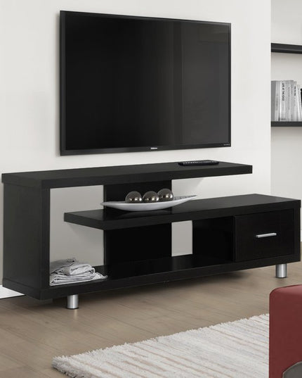 16" Black and Gray Open Shelving TV Stand