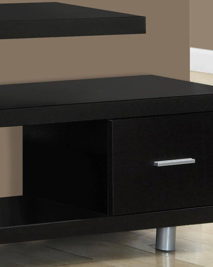 16" Black and Gray Open Shelving TV Stand