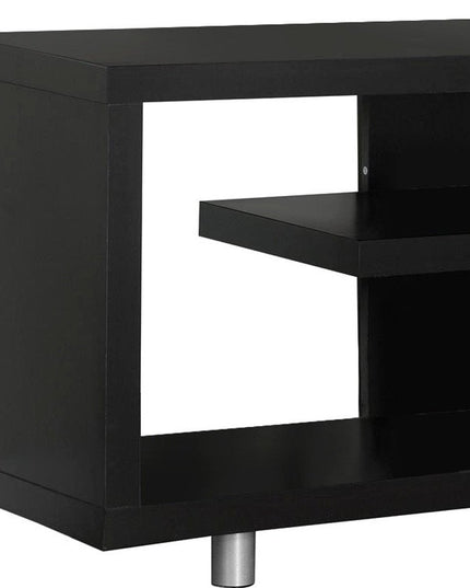 16" Black and Gray Open Shelving TV Stand