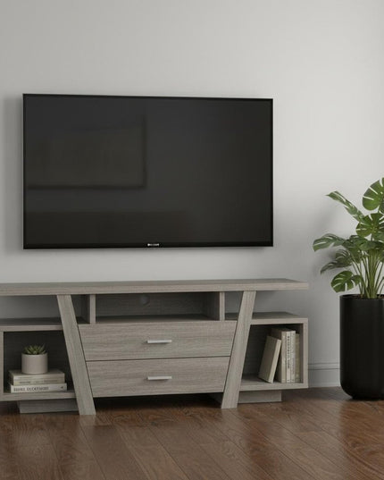 60" Deep Taupe Open Shelving TV Stand