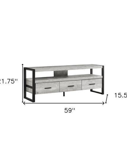 59" Black and Gray Cabinet Enclosed Storage TV Stand