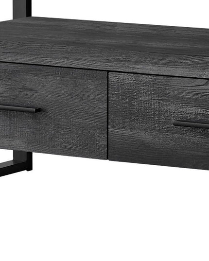 59" Black and Gray Cabinet Enclosed Storage TV Stand