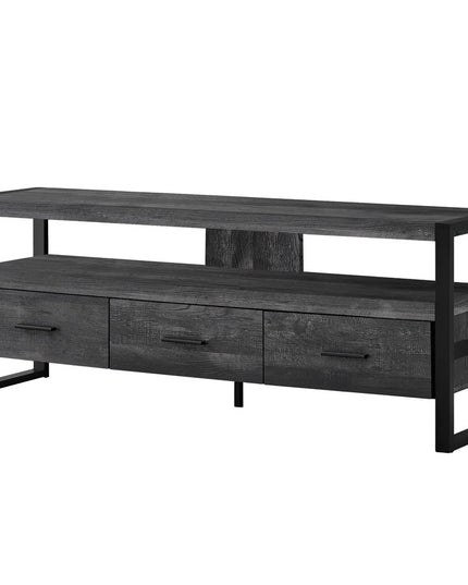 59" Black and Gray Cabinet Enclosed Storage TV Stand