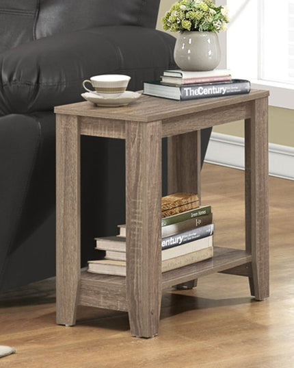 22" Deep Taupe End Table With Shelf