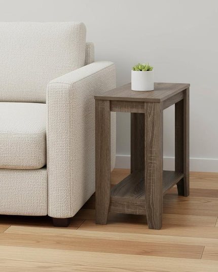 22" Deep Taupe End Table With Shelf