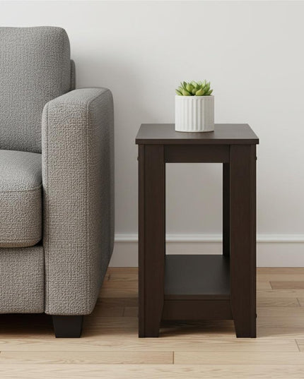 22" Deep Taupe End Table With Shelf