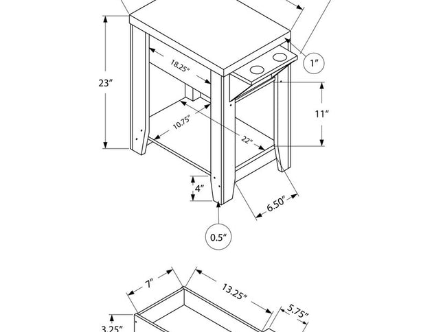 23" Brown Wood End Table With Shelf