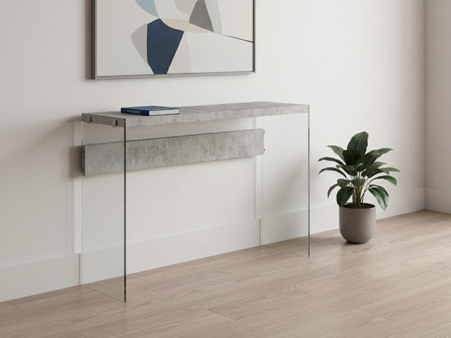 44" White and Clear Solid Console Table