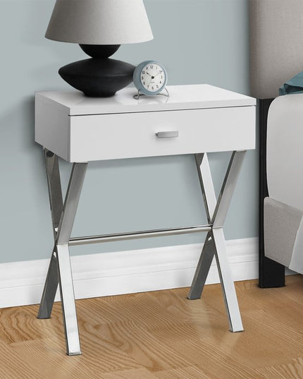 22" Black And Gray Wood And Metal End Table With Drawer