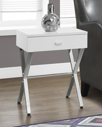 22" Black And Gray Wood And Metal End Table With Drawer