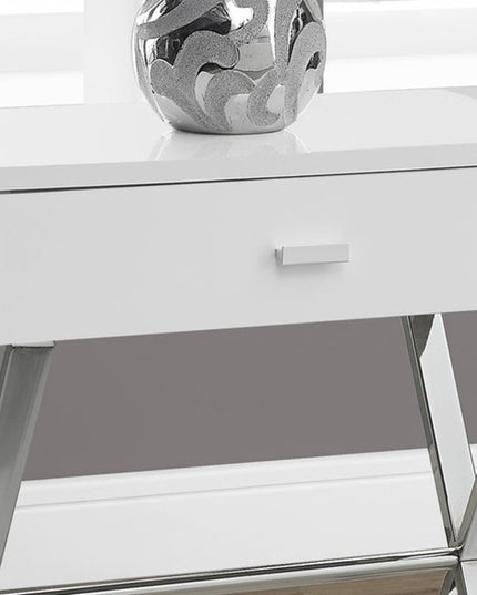 22" Black And Gray Wood And Metal End Table With Drawer