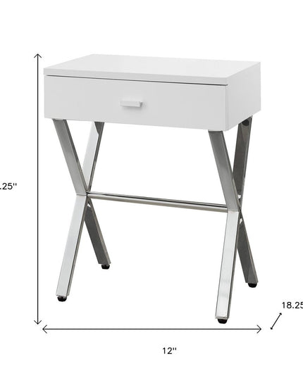 22" Black And Gray Wood And Metal End Table With Drawer