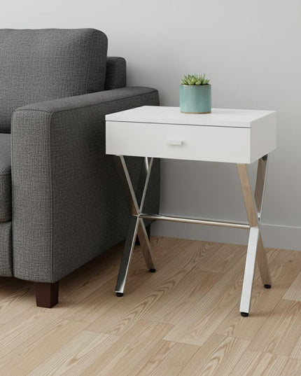 22" Black And Gray Wood And Metal End Table With Drawer