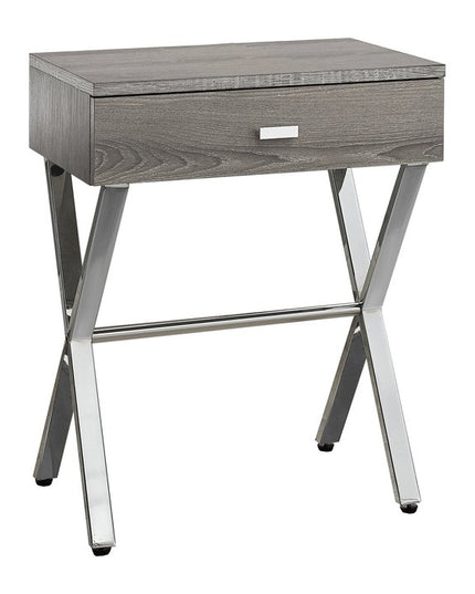 22" Black And Gray Wood And Metal End Table With Drawer