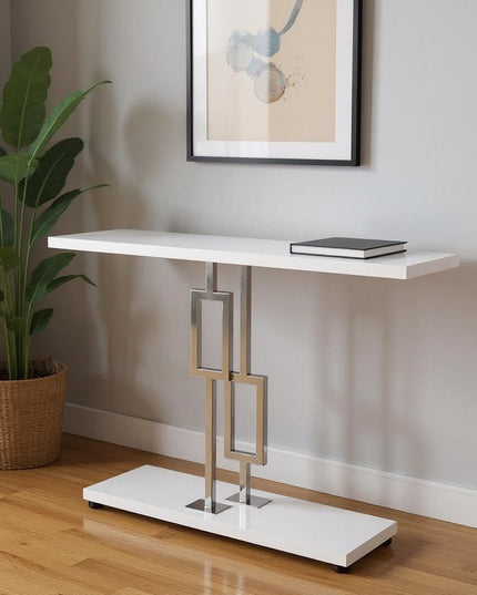 47" White Floor Shelf Console Table With Storage