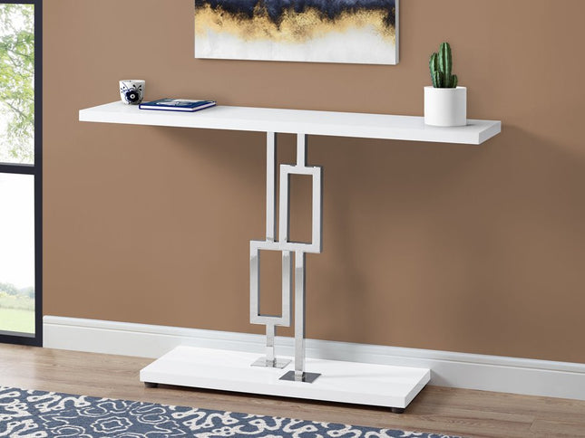 47" White Floor Shelf Console Table With Storage