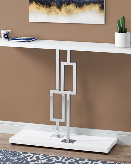 47" White Floor Shelf Console Table With Storage